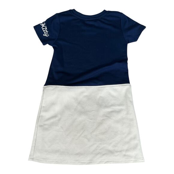 Hello Kitty Girls Dress Size 6 Navy White Cat Face Bow Ears Short Sleeve Cute - Picture 2 of 7